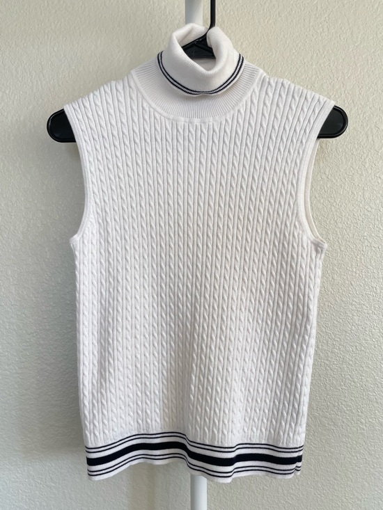 Lauren Ralph Lauren Tops - Lauren Ralph Lauren white cable-knit sleeveless turtleneck sweater vest Medium